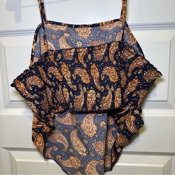 SheIn Curve Navy/Orange Paisley Handkerchief Bandana Cami Tank size 2XL - Picture 8 of 8